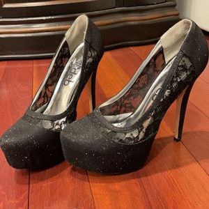Black platform stilettos